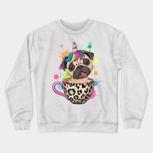 Cute Pug Dog in cup Crewneck Sweatshirt